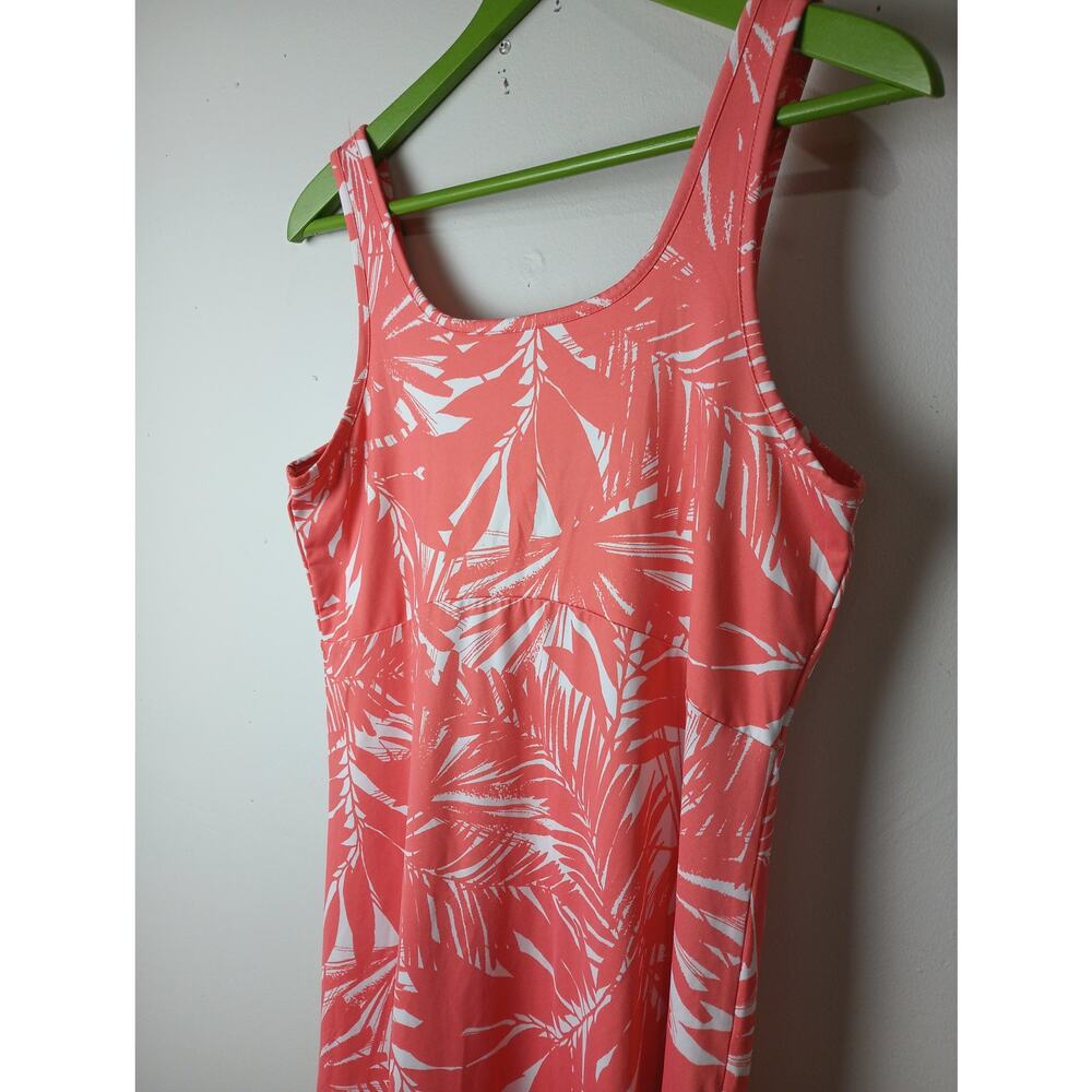 Columbia Omni Freeze Cooling Dress Sleeveless Leaf Print Pink Mini Medium - Picture 2 of 6